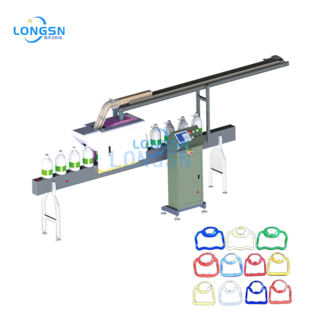 Halbautomatischer Flaschenhalsgriff-Ringapplikator, der die Einsetzmaschine drückt